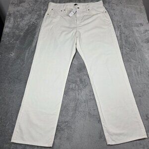 J Crew Loose Straight Corduroy Pants Womens 33 Cream High Rise Preppy NEW